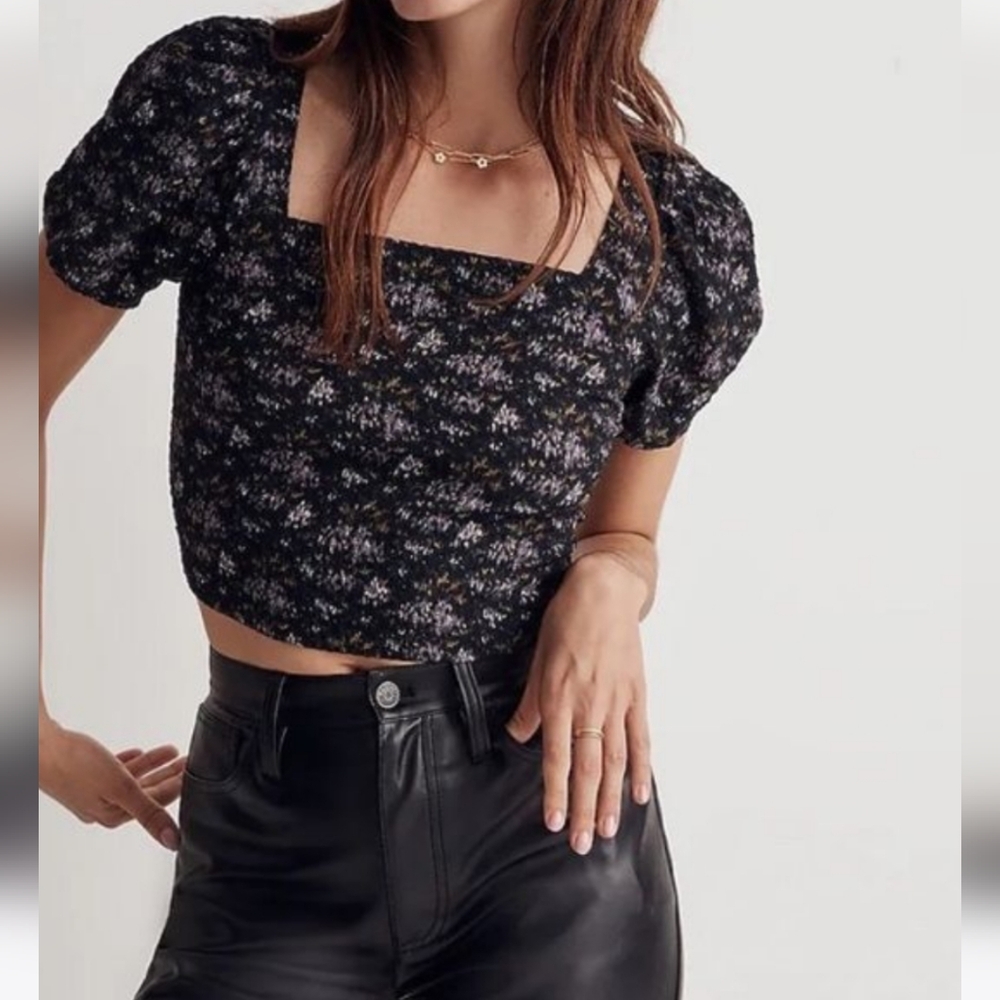 Madewell Hopewell Puff Sleeve Crop Top
